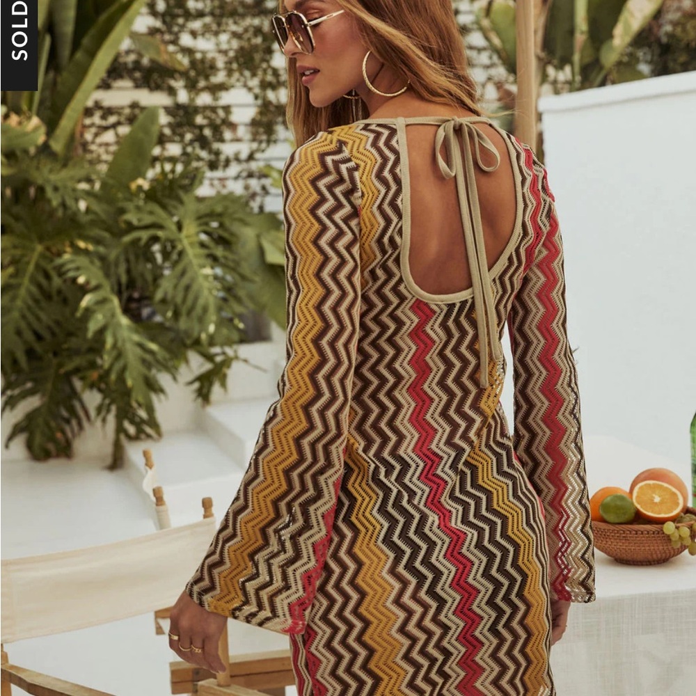 Vici Multicolor Backless Zigzag Dress